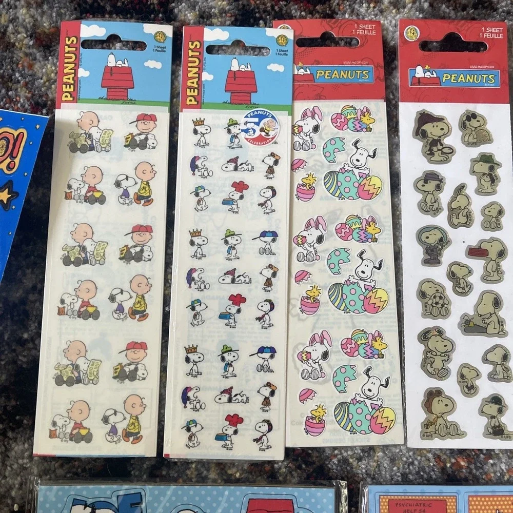 Y2K Peanuts Snoopy Collectibles Lot Stickers Magnet Scrapbook Collection Patches